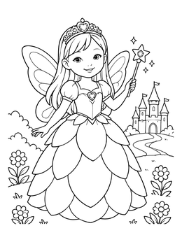 Free printable Fairy Princess In Petal Gown coloring page