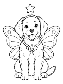 Free printable Fairy Puppy In Halloween Costume coloring page