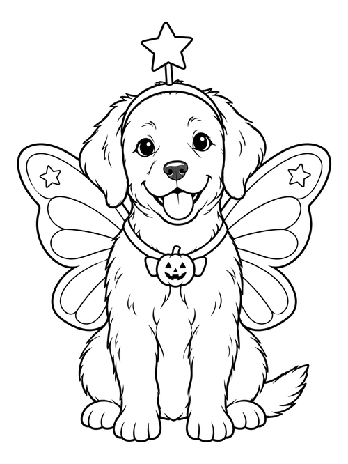 Fairy Puppy in Halloween Costume coloring page