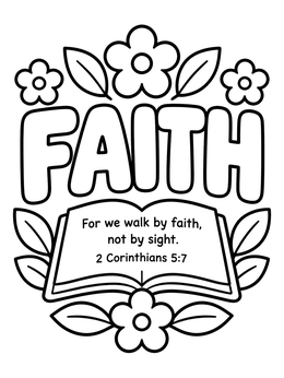 Free printable Faith Bible Verse With Flowers coloring page