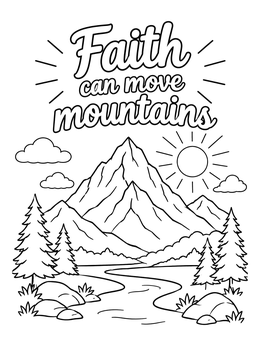 Free printable Faith Can Move Mountains Landscape coloring page