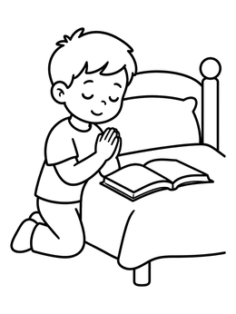 Free printable Child Praying By The Bed coloring page