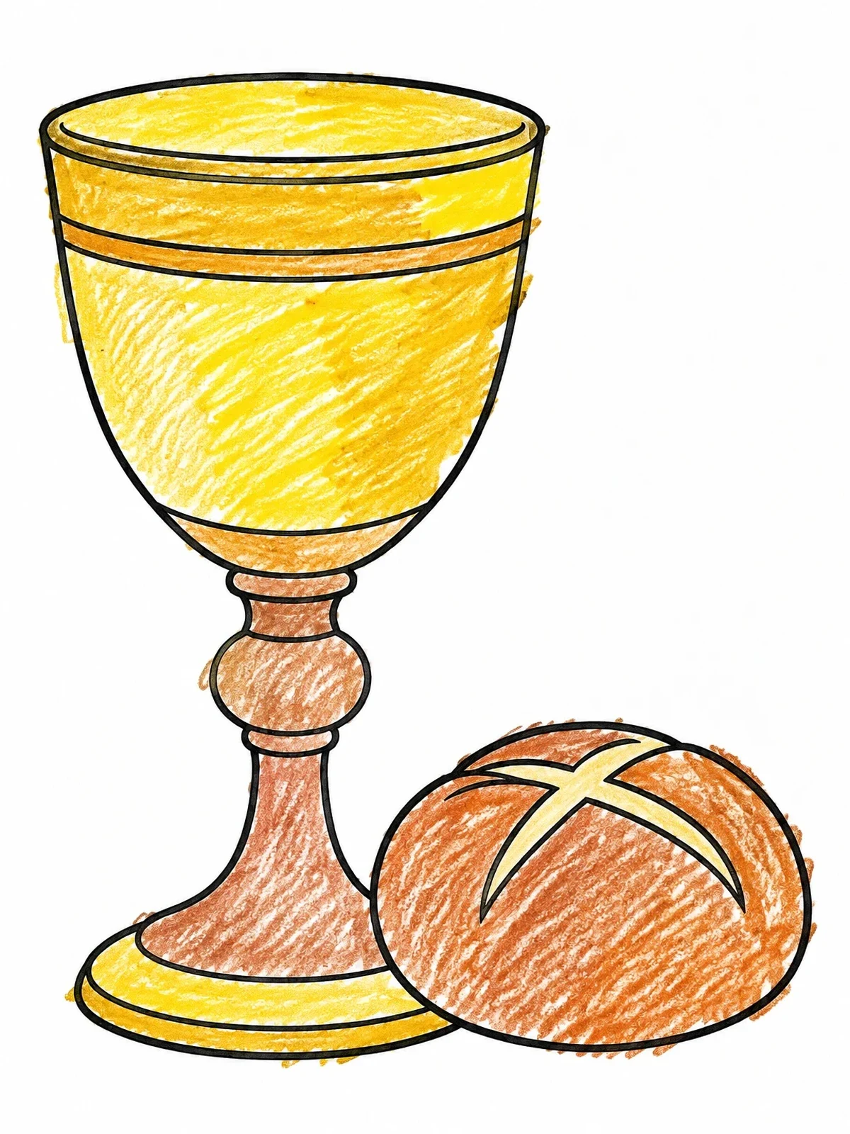 Colored example of the Communion Chalice And Bread coloring page