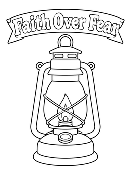 Free printable Faith Over Fear Vintage Lantern coloring page