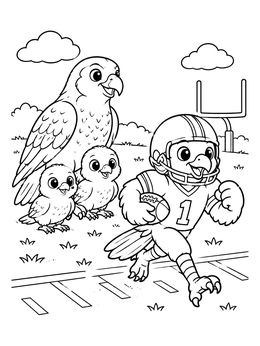 Free printable Falcon Football Mascot On The Field coloring page