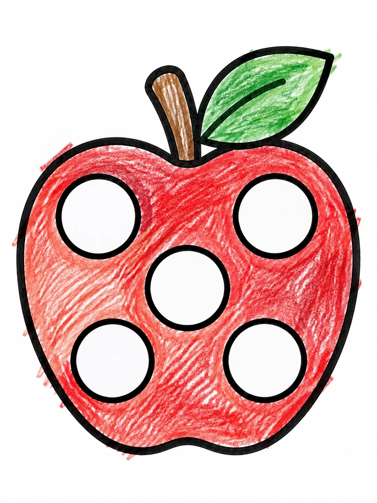 Colored example of the Fall Apple Dot Marker Outline coloring page