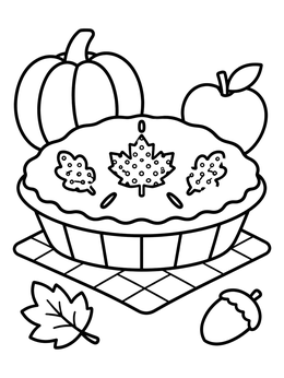 Free printable Autumn Pie And Harvest Treats coloring page
