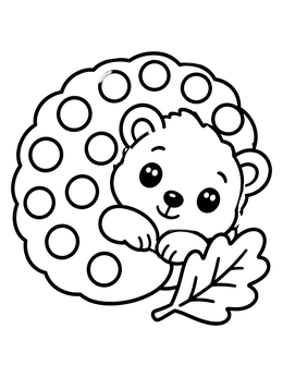 Free printable Cute Hedgehog With Autumn Leaf Dot Marker coloring page