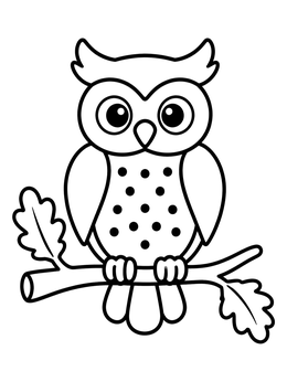 Free printable Cute Owl On Oak Branch coloring page