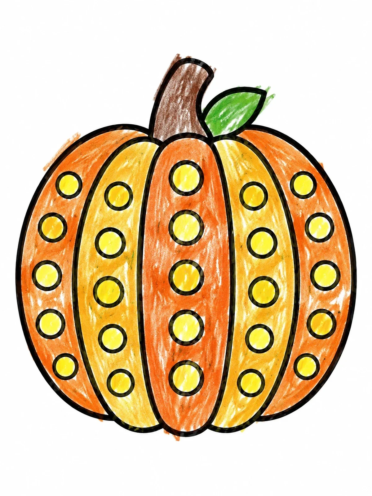 Colored example of the Dot Marker Autumn Pumpkin coloring page