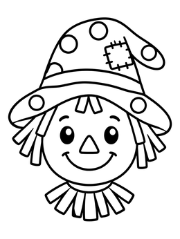 Free printable Friendly Scarecrow Face Dot Marker coloring page