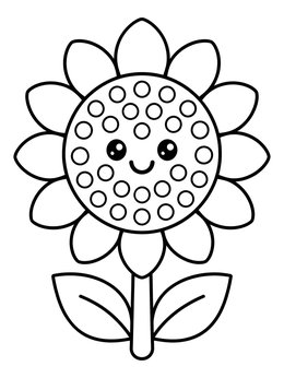 Free printable Happy Sunflower Dot Marker Activity coloring page