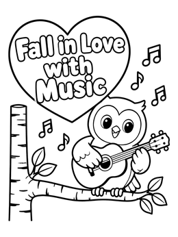 Free printable Owl Playing Guitar In Tree coloring page