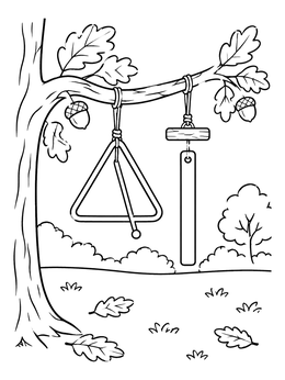 Free printable Triangle And Chime On Oak Branch coloring page