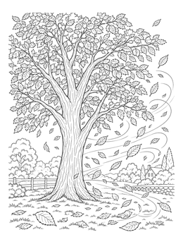 Free printable Majestic Autumn Elm In The Wind coloring page