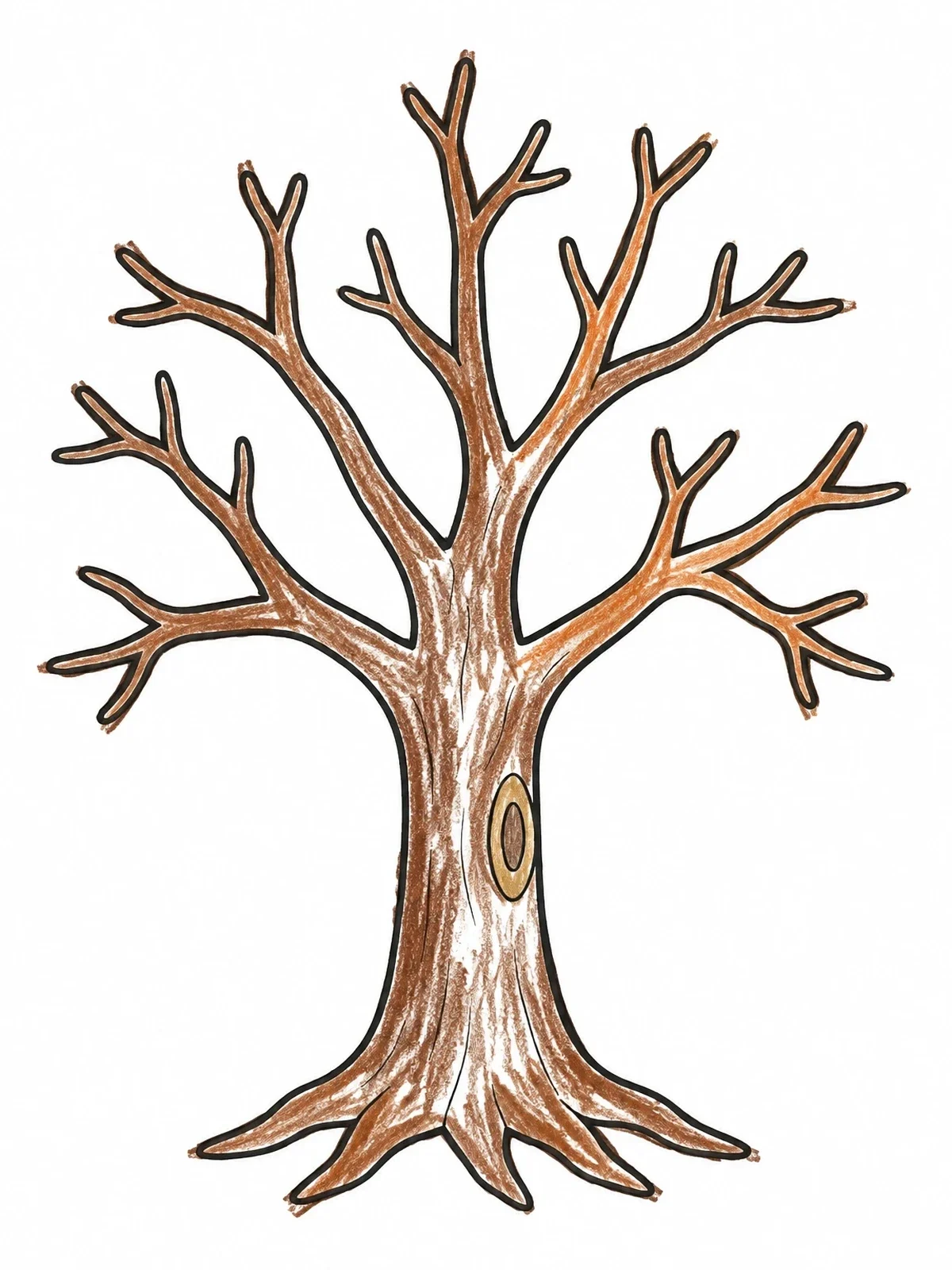 Colored example of the Bare Autumn Tree Trunk coloring page