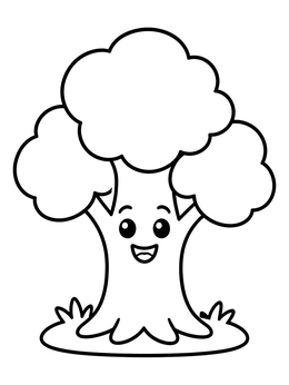 Free printable Happy Tree With A Smiling Face coloring page