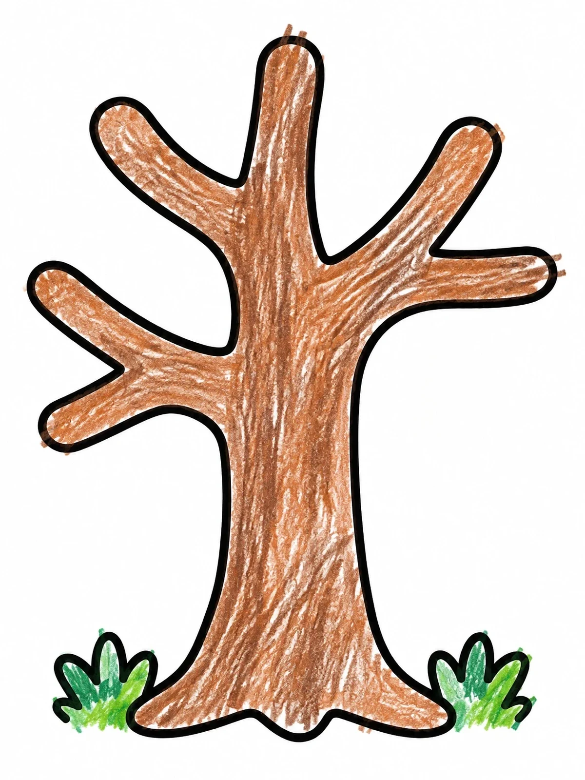 Colored example of the Simple Bare Autumn Tree Trunk coloring page
