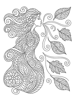 Free printable Mother Nature Autumn Wind Zentangle coloring page