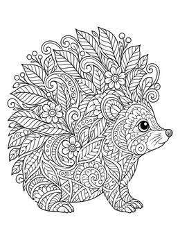 Free printable Detailed Autumn Zentangle Hedgehog coloring page