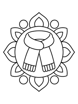 Free printable Cozy Scarf Floral Mandala coloring page