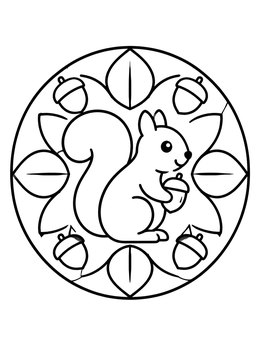 Free printable Cute Squirrel And Acorn Mandala coloring page