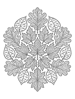 Free printable Intricate Autumn Leaves Mandala coloring page