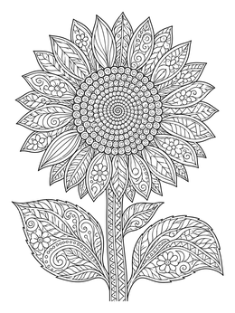 Free printable Intricate Mandala Sunflower In Bloom coloring page