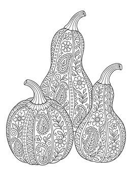 Free printable Intricate Paisley Autumn Gourds coloring page