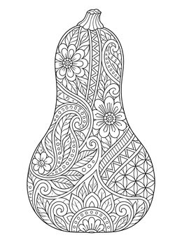 Free printable Intricate Zentangle Butternut Squash coloring page