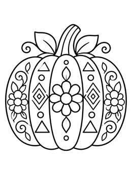 Free printable Patterned Autumn Pumpkin Zentangle coloring page