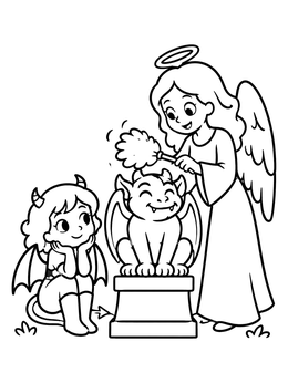 Free printable Angel Dusting A Friendly Gargoyle coloring page