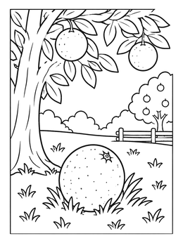 Free printable Fallen Orange In The Orchard coloring page
