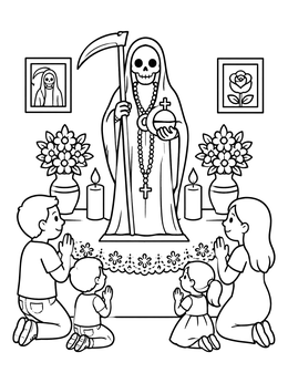 Free printable Family Altar To Santa Muerte coloring page