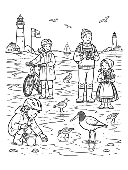 Free printable Family Beach Day In Denmark coloring page