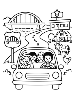 Free printable Family Road Trip Scavenger Hunt coloring page