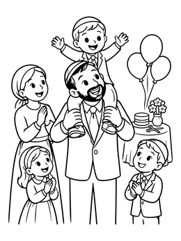 Free printable Family Celebrating Boy's Upsherin coloring page
