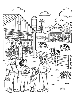 Free printable Family Dairy Farm In The Heartland coloring page
