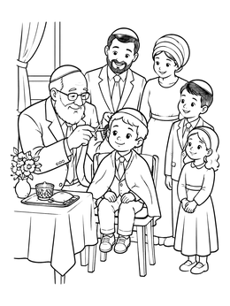 Free printable Family Upsherin Haircut Celebration coloring page