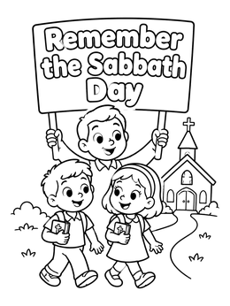 Free printable Family Walking To Church On Sabbath coloring page