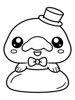 Free printable Fancy Blobfish With Top Hat coloring page
