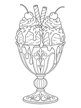 Free printable Fancy Ice Cream Sundae Goblet coloring page