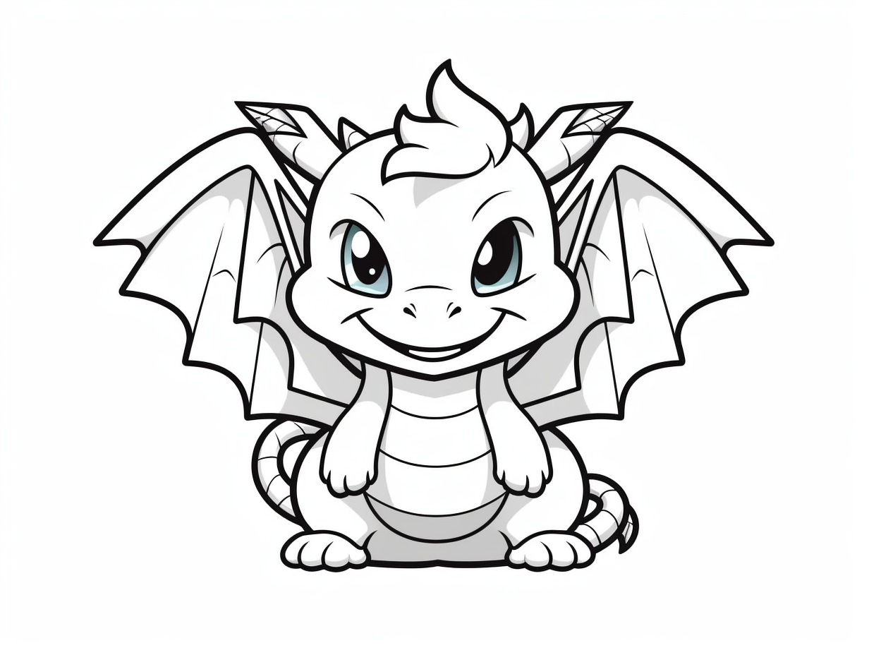 Fantastic Flying Dragon For Children - Coloring Page