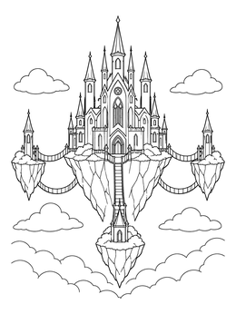 Floating Castle in the Clouds coloring page