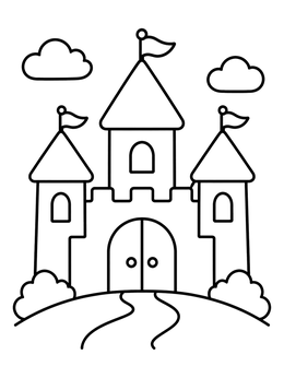 Free printable Simple Fairytale Castle On A Hill coloring page
