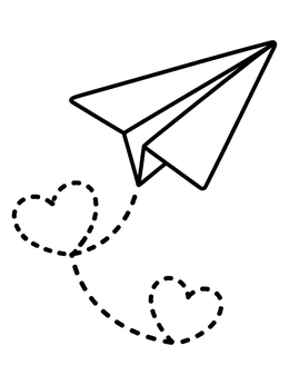 Free printable Paper Airplane With Heart Trails coloring page