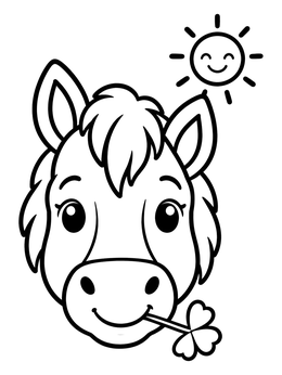 Free printable Cute Clydesdale Foal With Clover coloring page