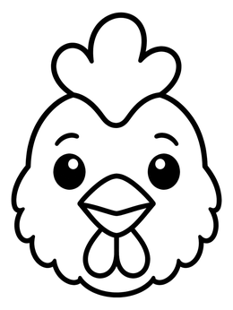 Free printable Cute Cartoon Chicken Face coloring page