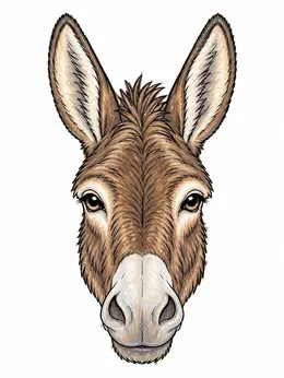 Realistic Donkey Face Portrait – Farm Coloring Page