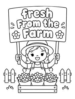 Free printable Fresh From The Farm Flower Girl coloring page
